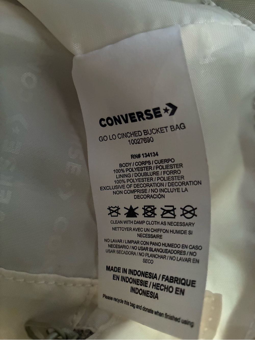 Converse Beige All Star Drawstring Mini Backpack - Picture 5 of 5